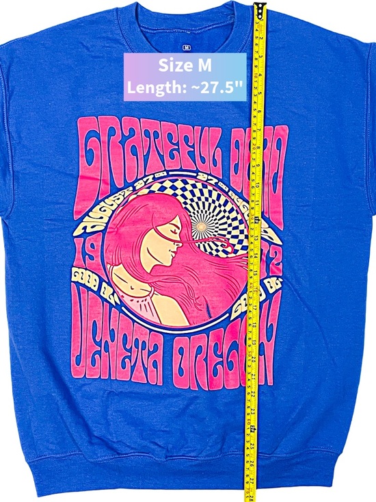 Grateful Dead Veneta Oregon 1972 Crewneck Sweatshirt Blue Pink NWT Unisex - Picture 8 of 12